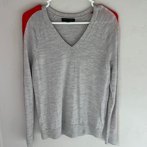 Banana Republic light Gray/Cream, Light Weight V-Neck Sweater